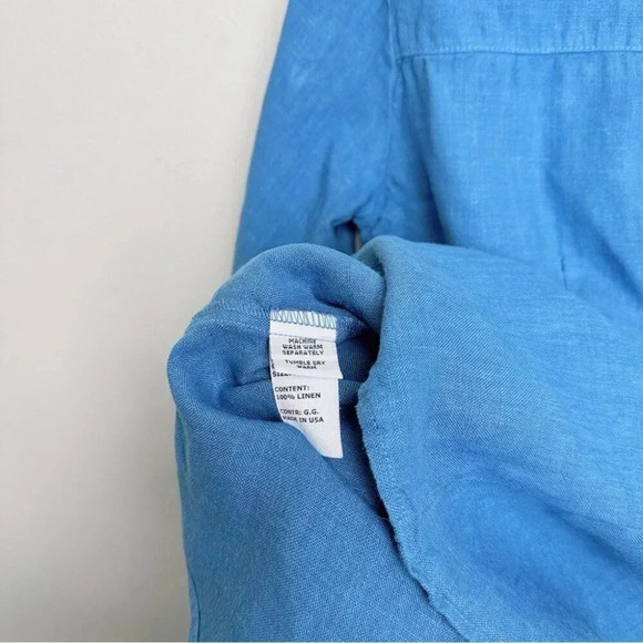 Cut Loose Womens Size Xsmall Linen Button Blue  Shirt - Picture 12 of 15